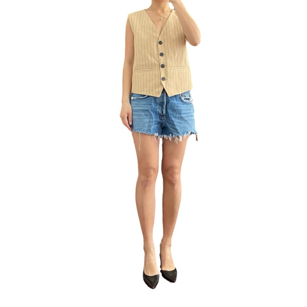 Agolde Women’s Parker Distressed Organic Denim Shorts Size 28”